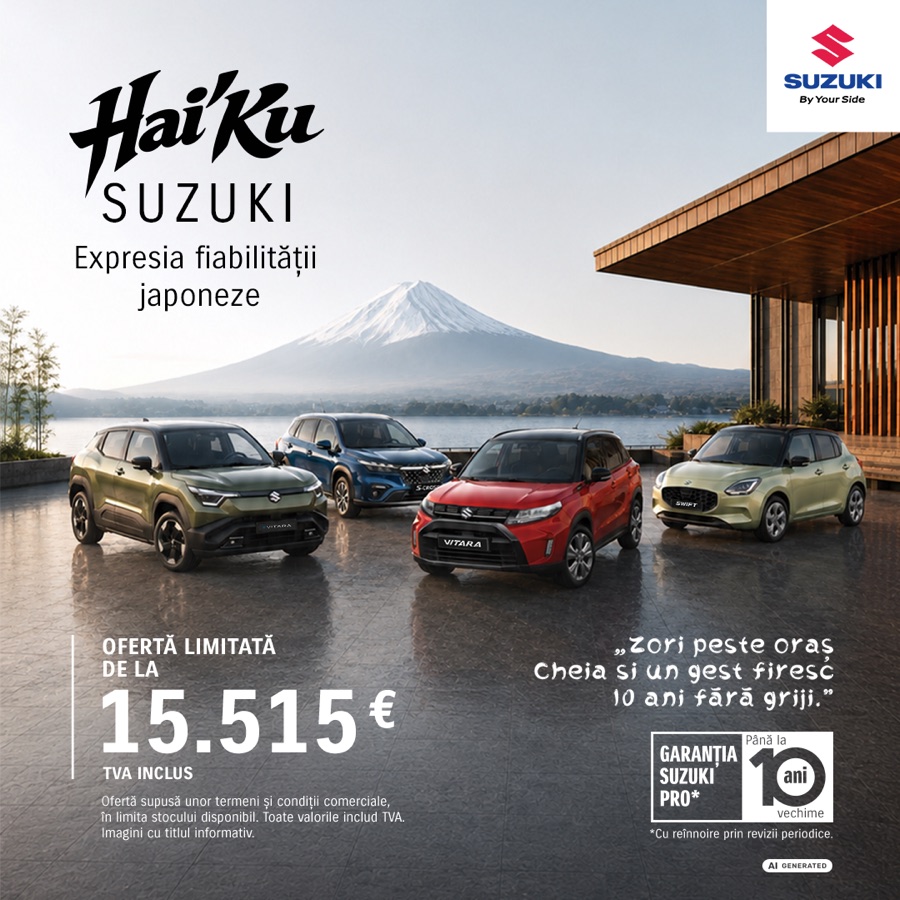 Gama Suzuki Hai'Ku: Swift, Vitara, S-Cross și eVitara, ofertă limitată de la 15.515 EUR, TVA inclus