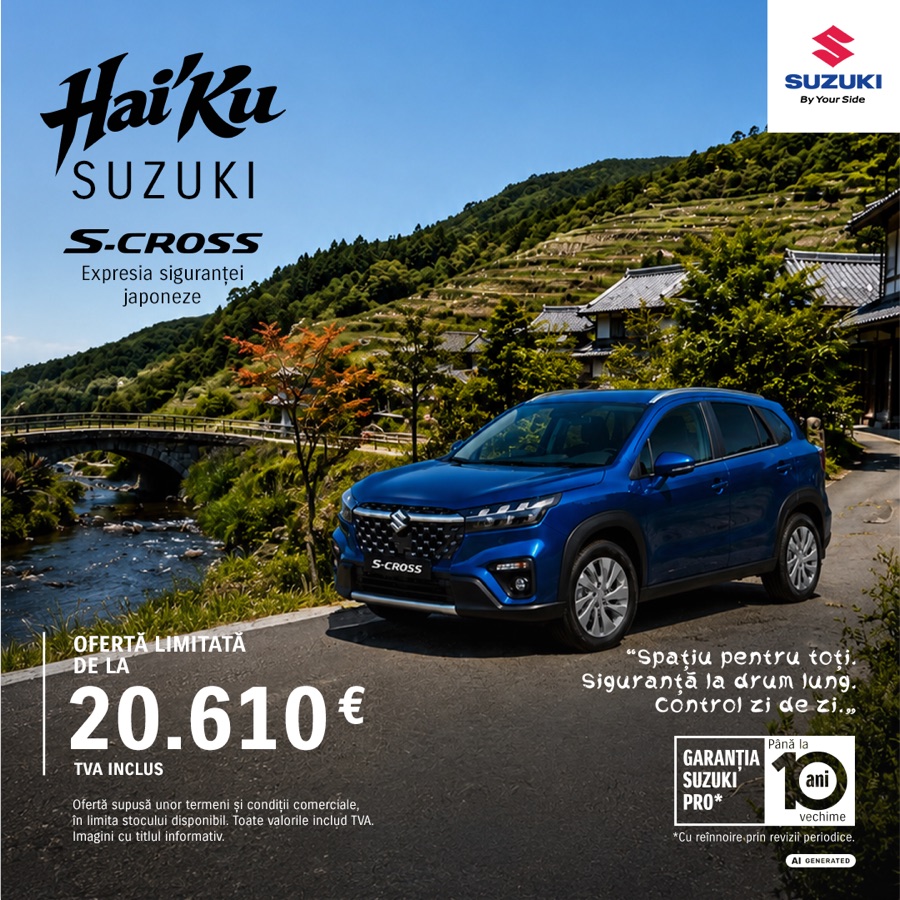 Suzuki S-Cross Hybrid, campania Hai'Ku Suzuki: ofertă limitată de la 20.610 EUR, TVA inclus