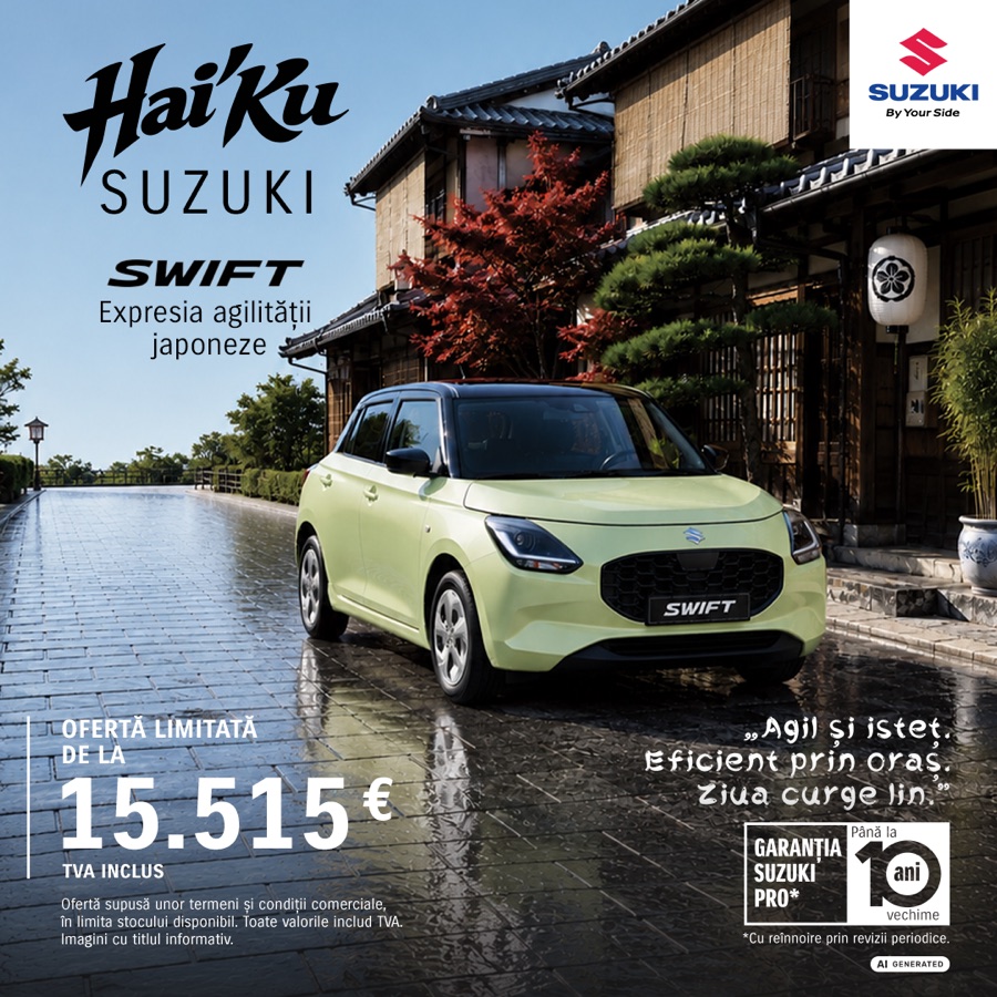Suzuki Swift Hybrid, campania Hai'Ku Suzuki: ofertă limitată de la 15.515 EUR, TVA inclus