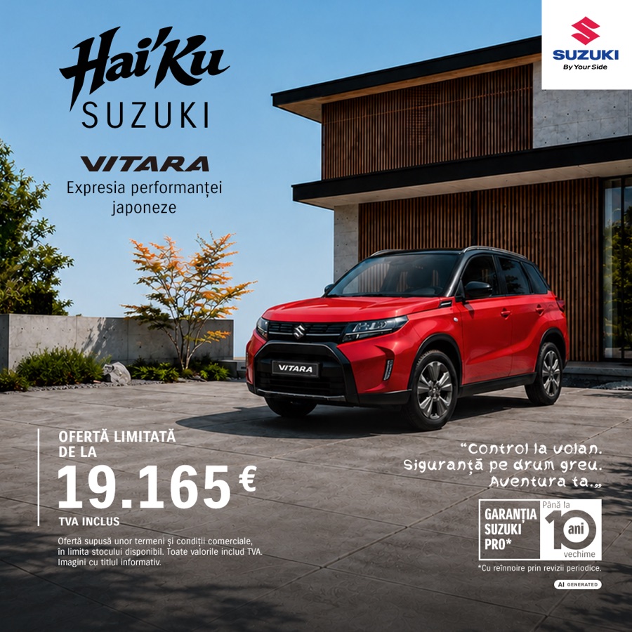 Suzuki Vitara Hybrid, campania Hai'Ku Suzuki: ofertă limitată de la 19.165 EUR, TVA inclus